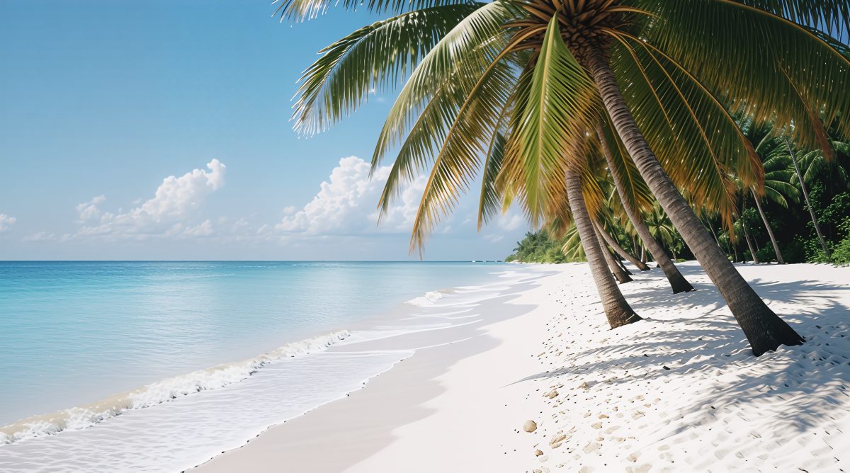 Pristine Tropical Beach with Palm Trees and Turquoise Water