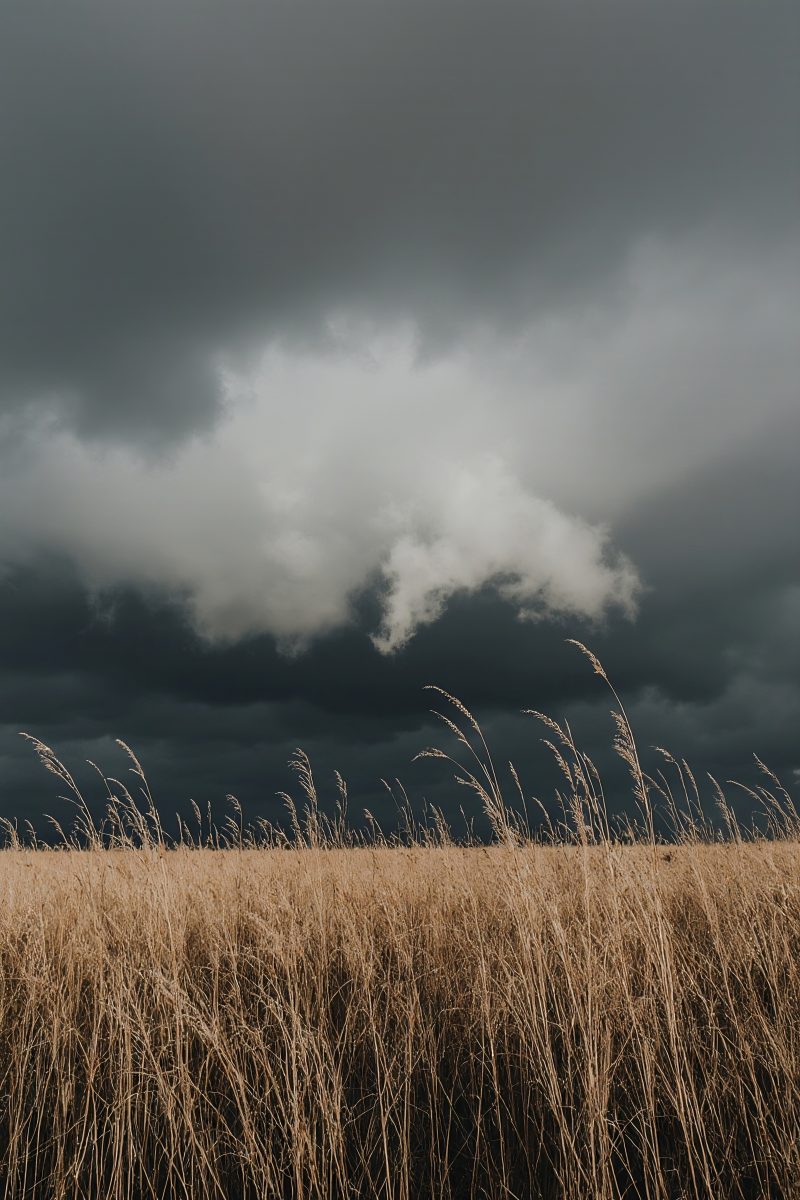 Dramatic Storm Clouds Gathering Over Golden Wheat Field