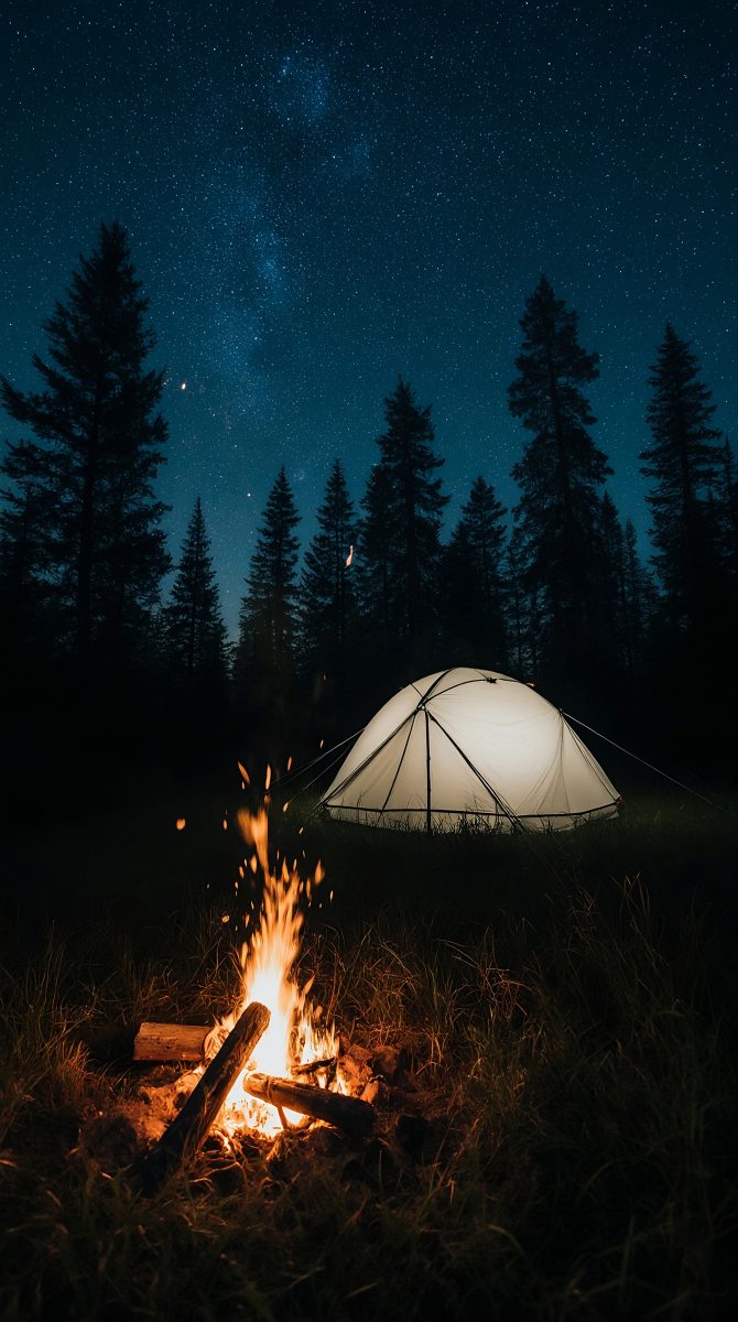 Cozy Camping Under a Starry Night Sky and Milky Way