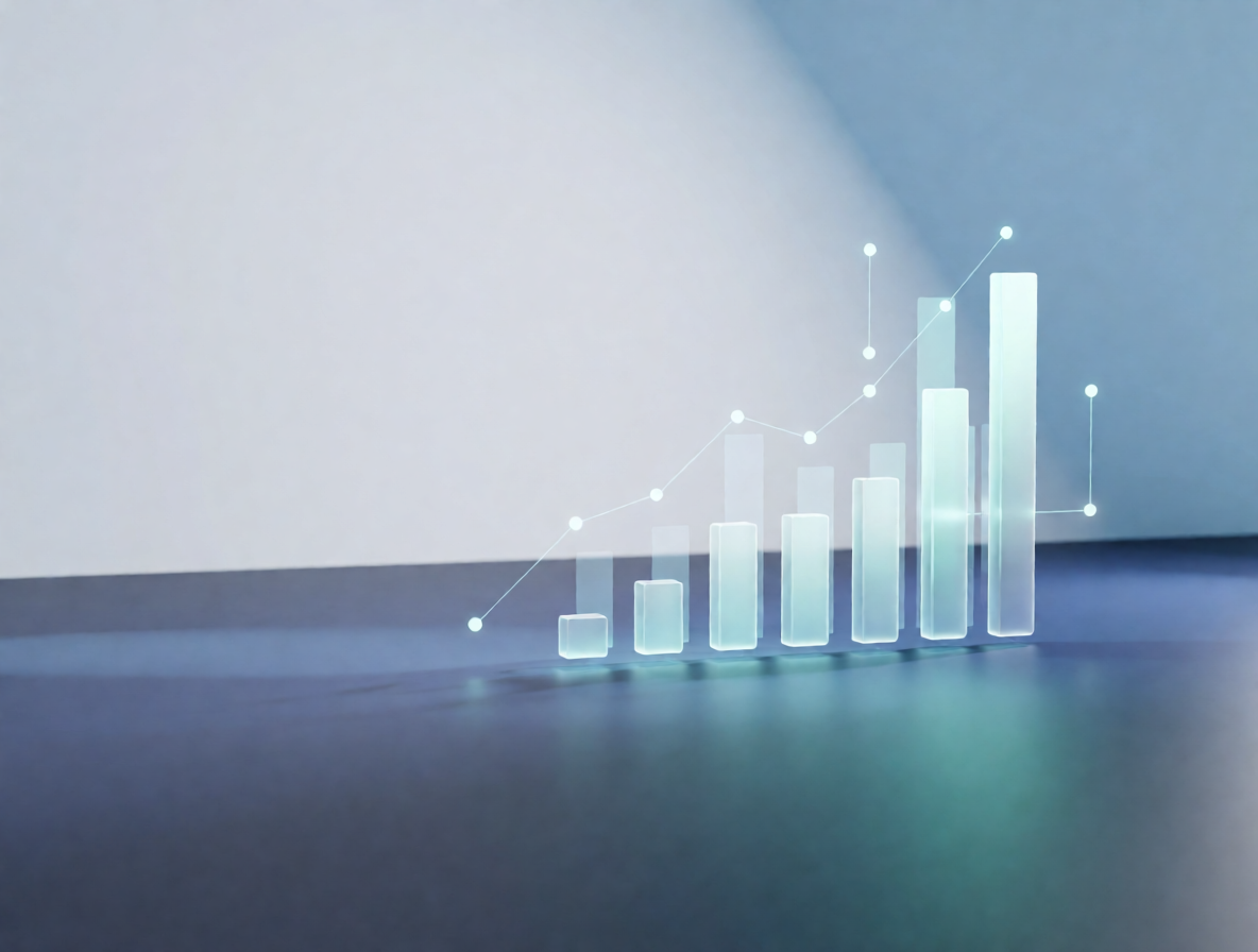 3D Financial Growth Chart with Glowing Data Nodes